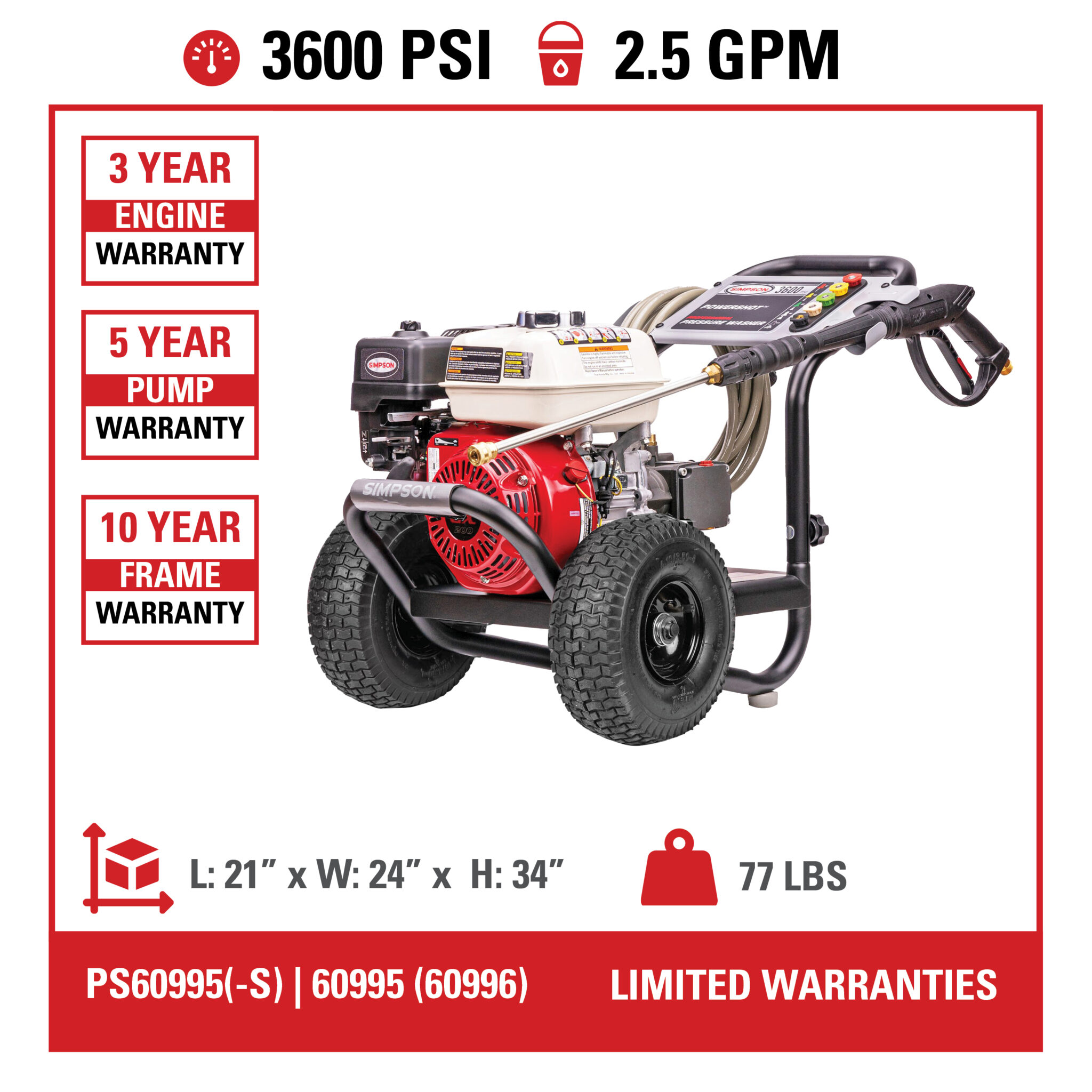 Simpson PowerShot PS60995(-S) 3600 PSI at 2.5 GPM