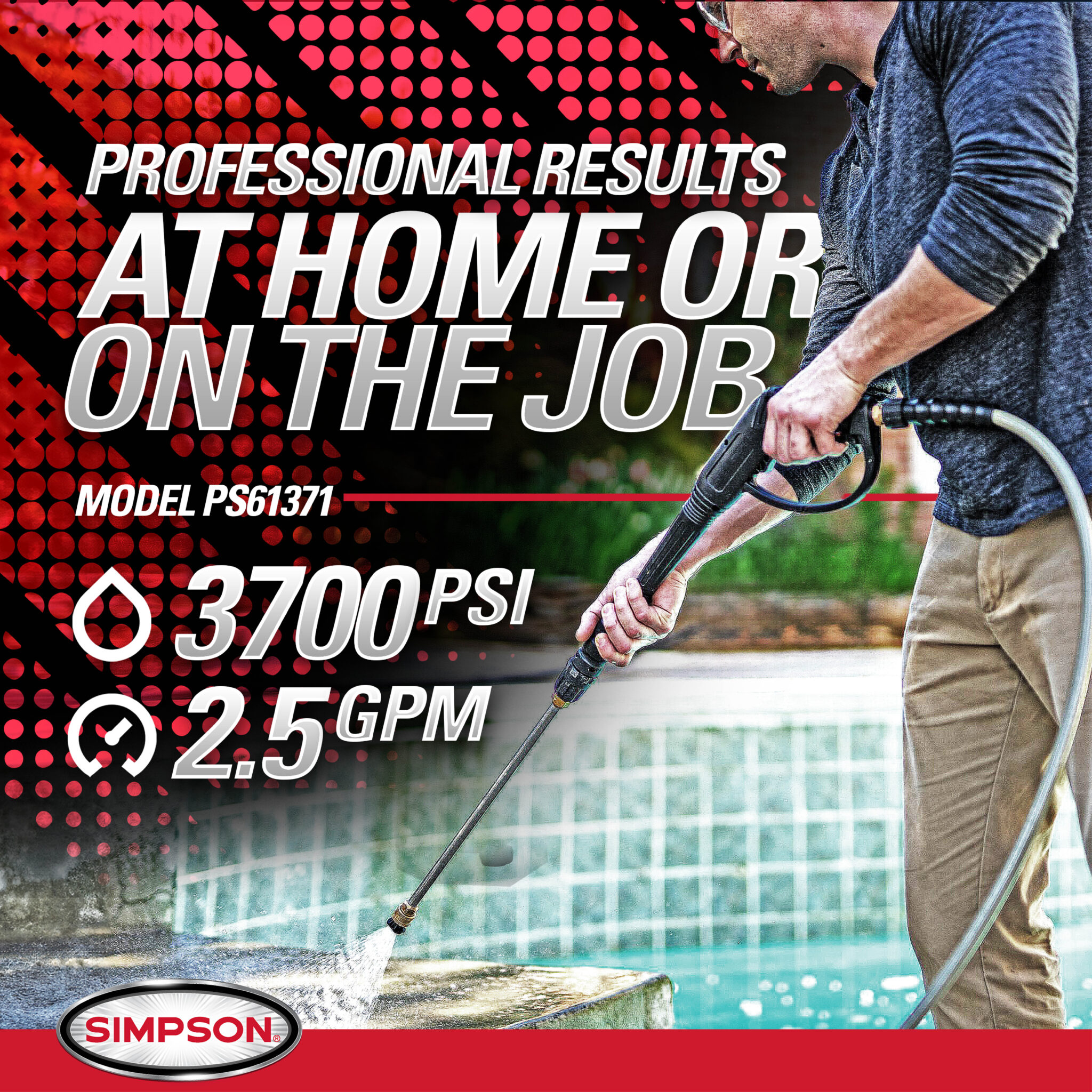 Simpson Pro Series Cold Water Power Washer PS61371 4000 PSI at 3.5 GPM - Part#61371