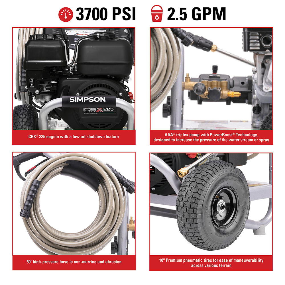 Pro Series Cold Water Power Washer PS61322 50-State 3700 PSI at 2.5 GPM - Part#61322