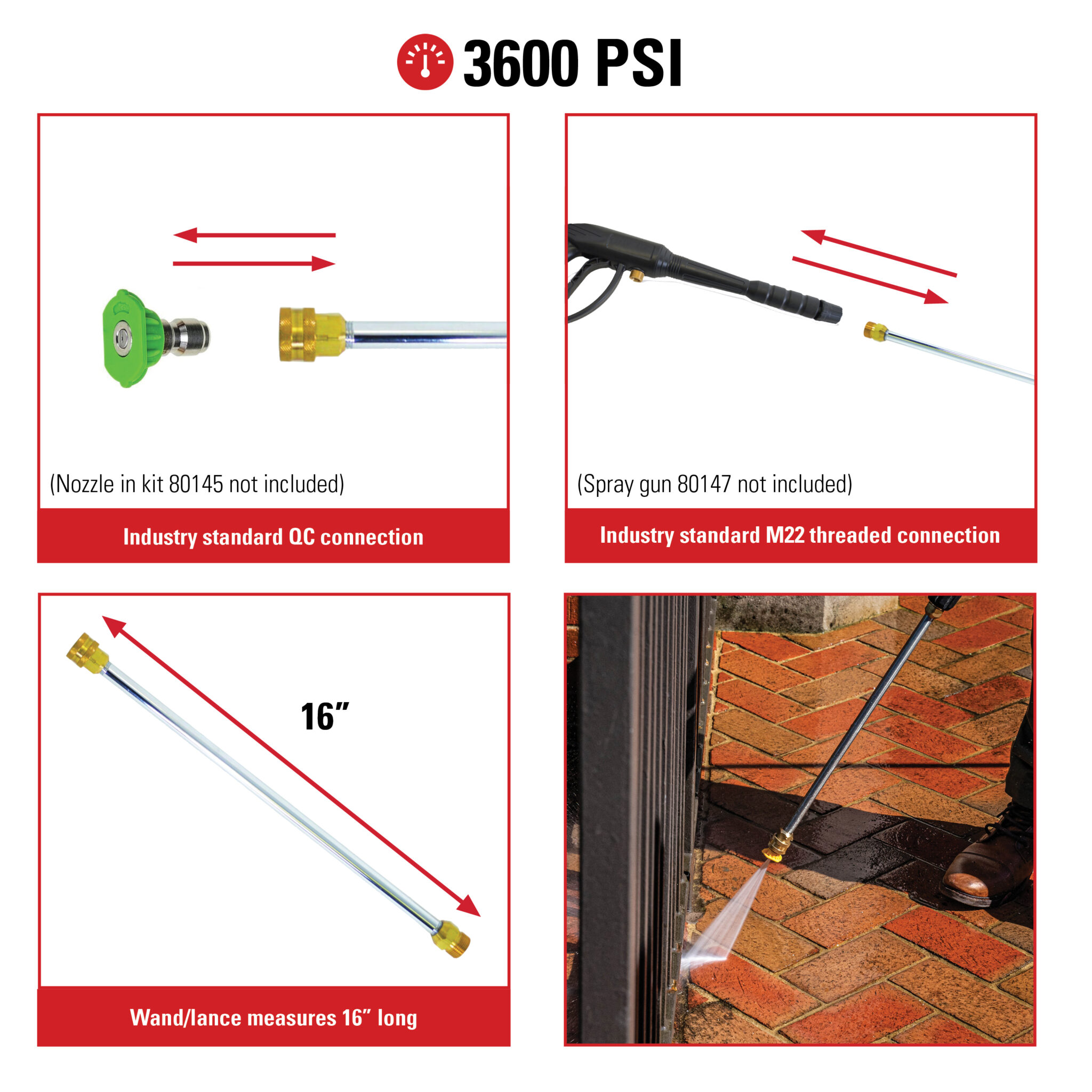 Universal 16-Inch Pressure Washer Wand -Part#80149