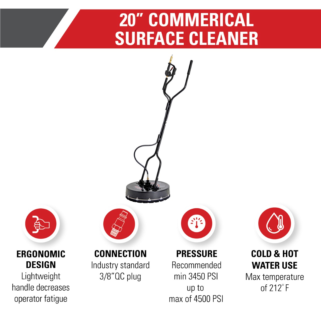 Universal 20″ Industrial Pressure Washer Surface Cleaner  - Part#80182
