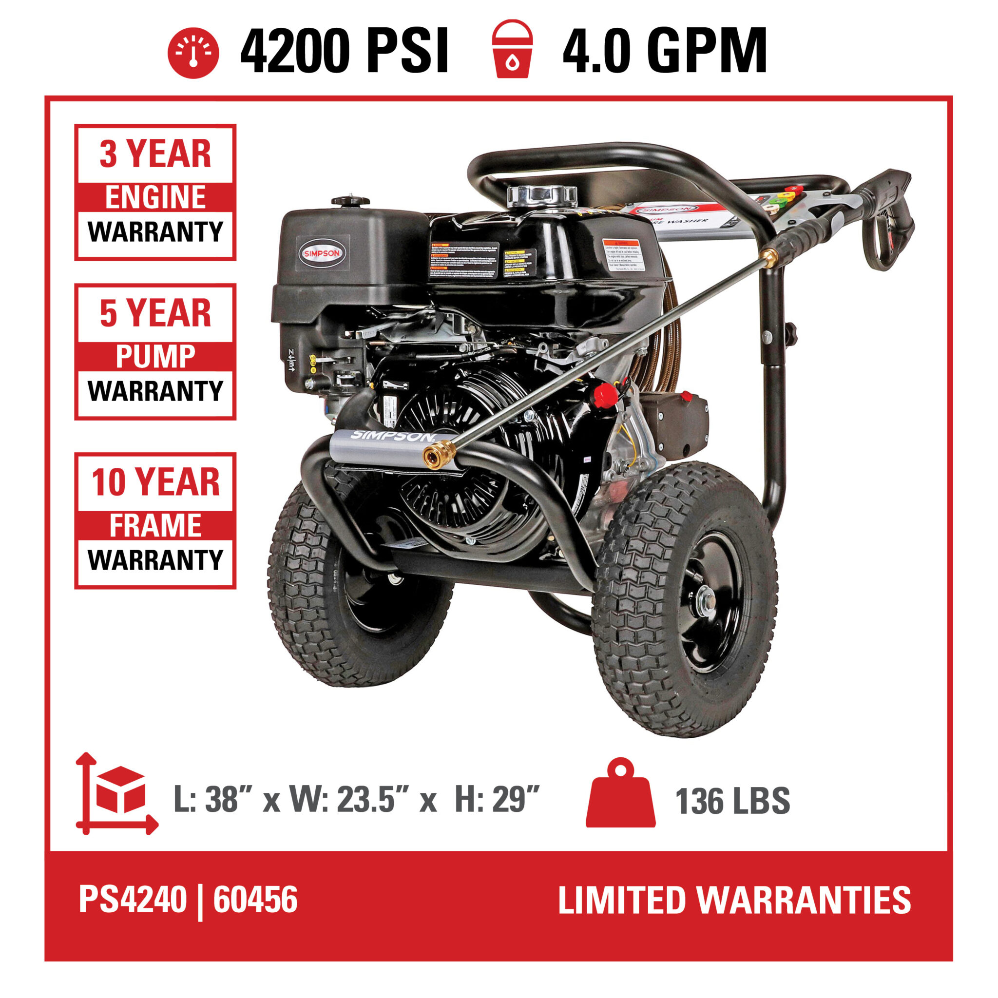 Simpson PowerShot PS4240 4200 PSI at 4.0 GPM - Part#60456
