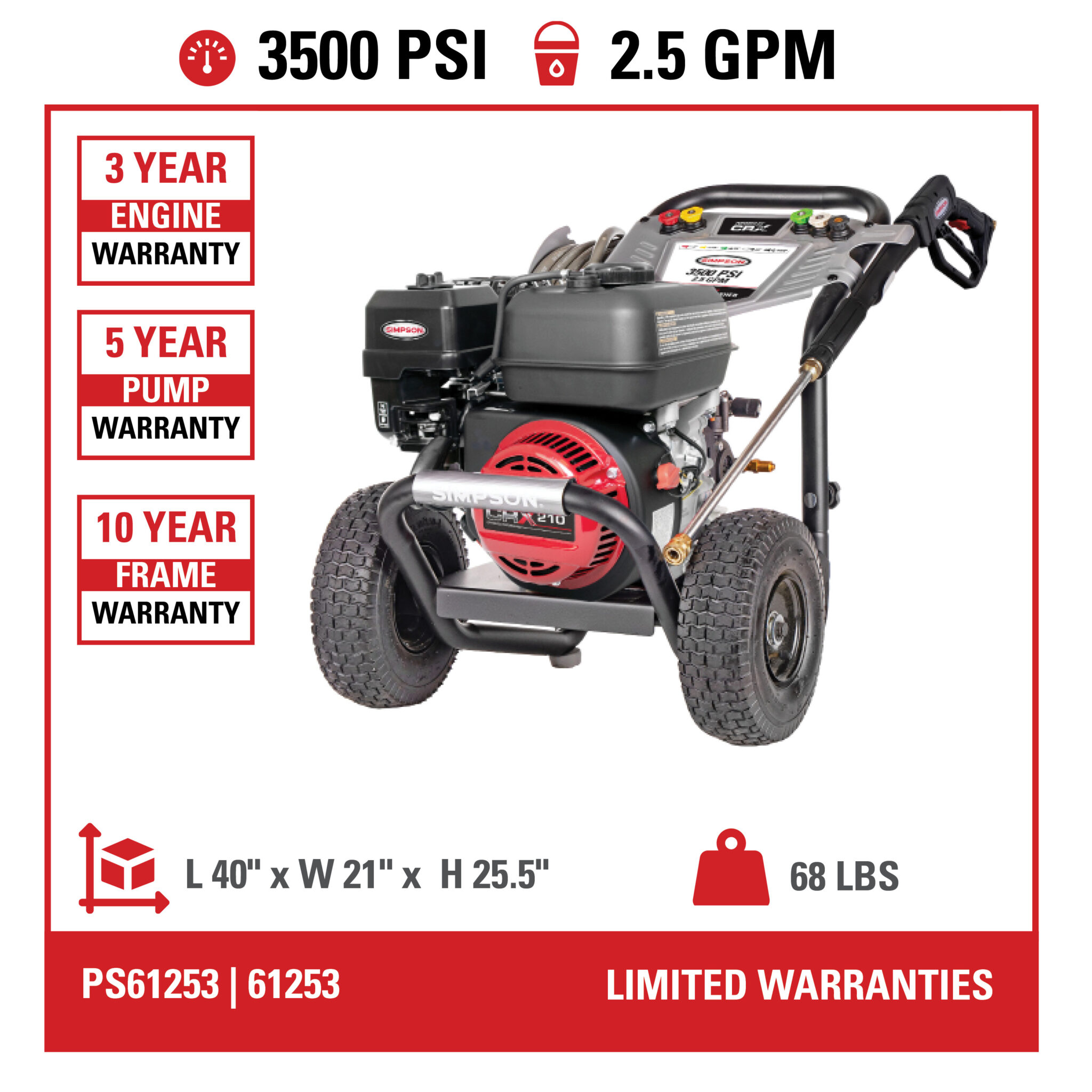 PowerShot PS61253 49-State 3500 PSI at 2.5 GPM CRX®210