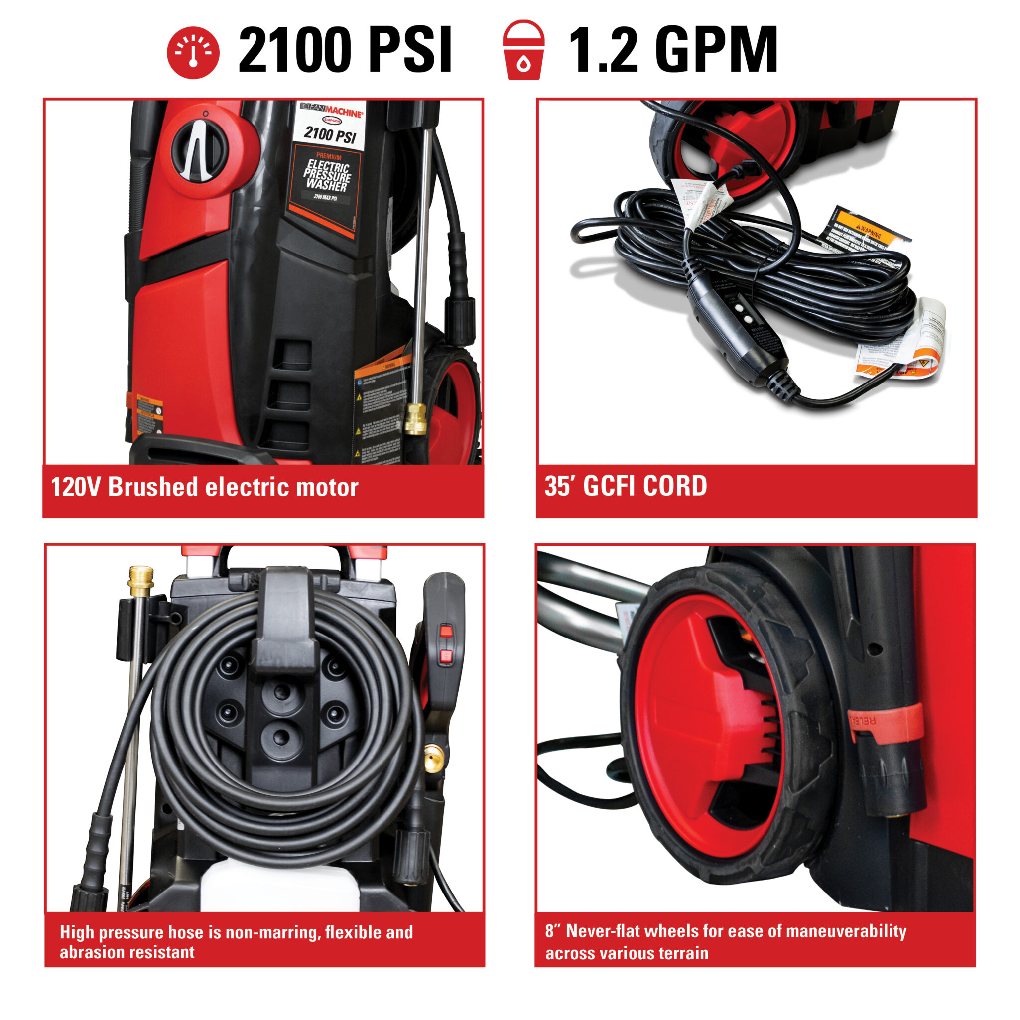 Clean Machine CM61235 2100 PSI at 1.2 GPM 120V