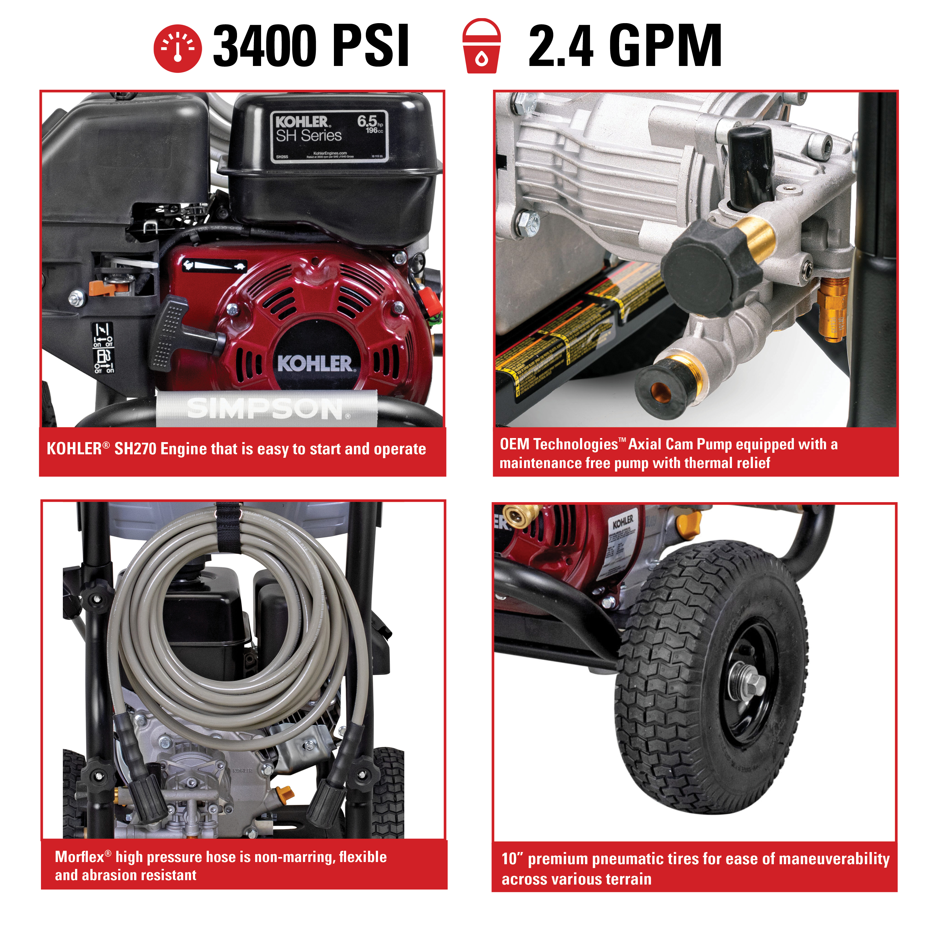 Megashot MS61124(-S) 50-State 3400 PSI at 2.4 GPM KOHLER® SH270