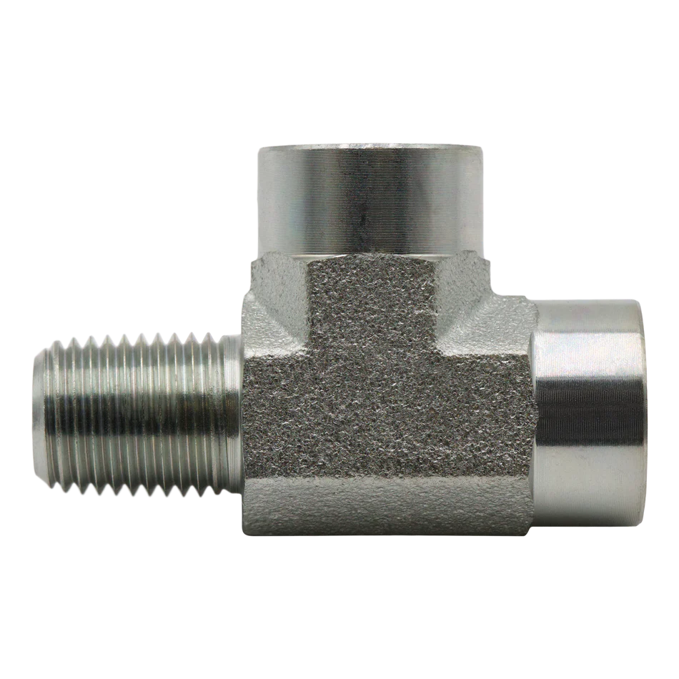 Steel Street TEE 1/4FPTx1/4MPTx1/4FPT 5000 PSI