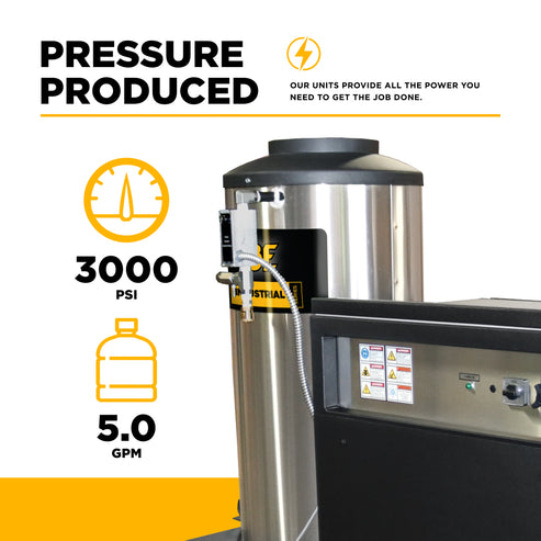 3,000 PSI 5.0 GPM Hot Water Electric Pressure Washer with 10 HP Baldor Motor and General Triplex Pump- 67HD-3