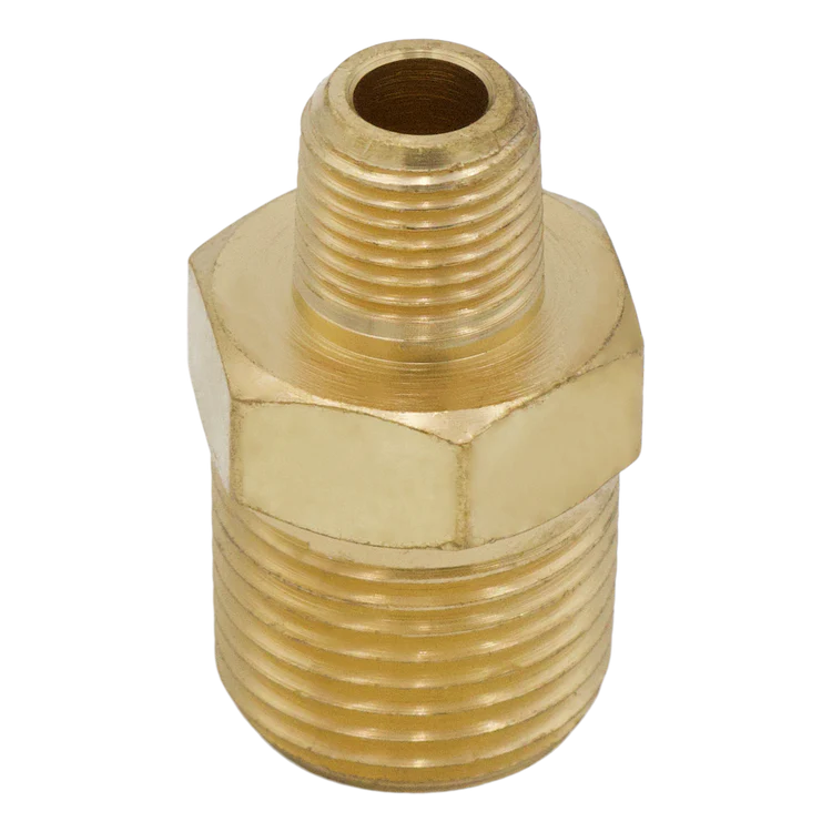 Brass Hex Nipple 1/4 MPT X 1/8 MPT