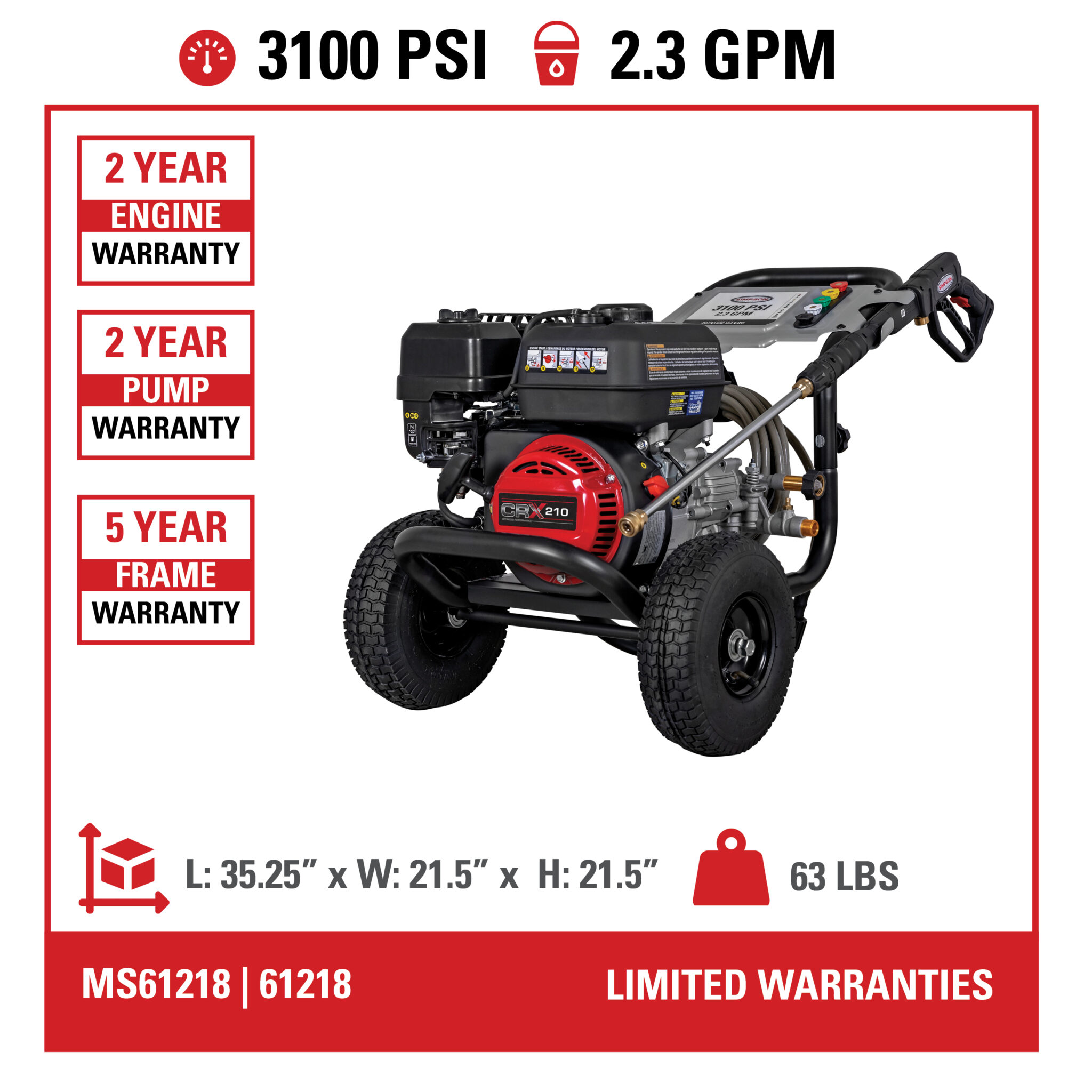 Megashot MS61218(S) 50-State 3100 PSI at 2.3 GPM CRX® 210