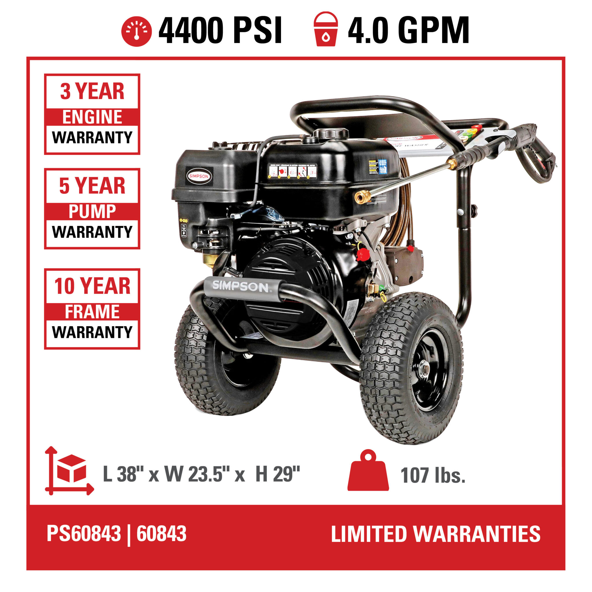 Simpson PowerShot PS60843 4400 PSI at 4.0 GPM - Part#60843