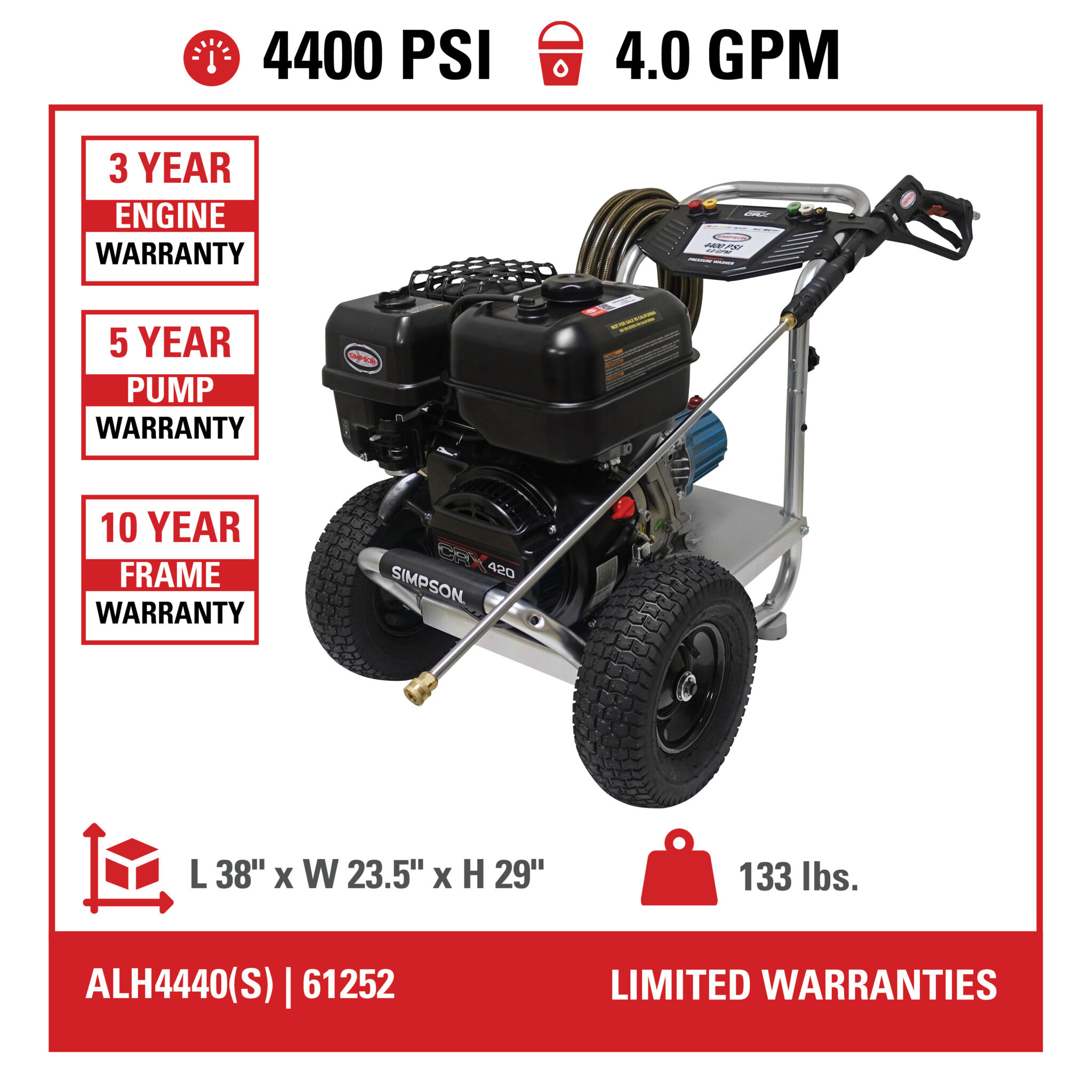 Aluminum ALH4440 49-State 4400 PSI at 4.0 GPM CRX® 420 - PArt#61252