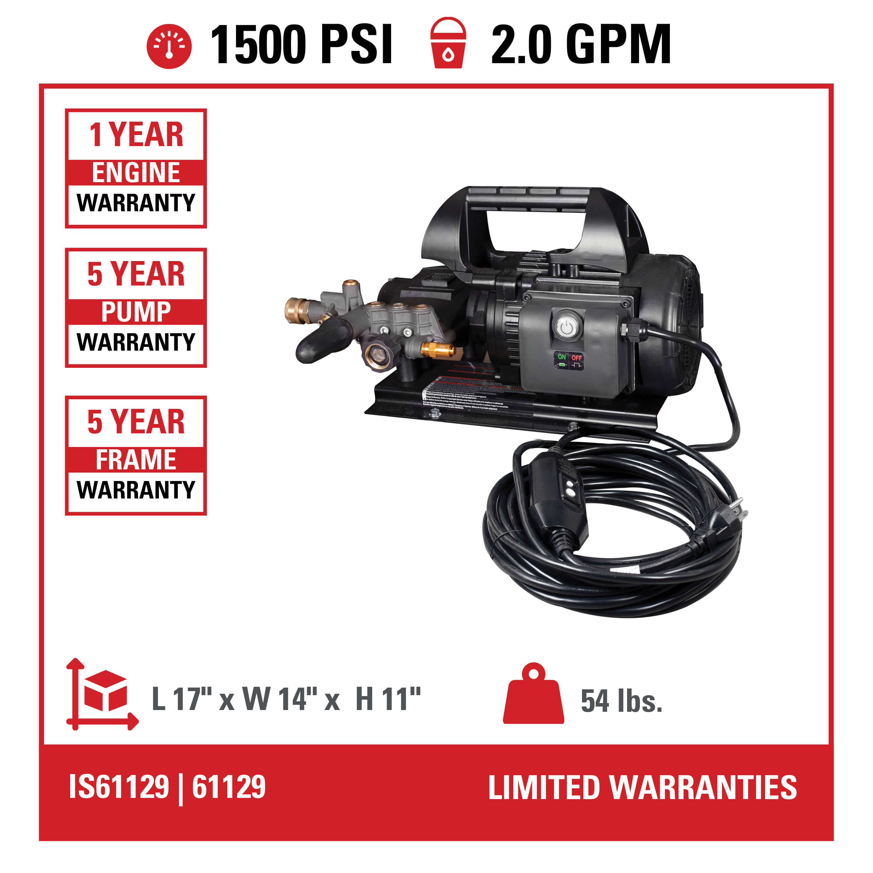 Electric series Power Washer IS1520012A - Part# 61129