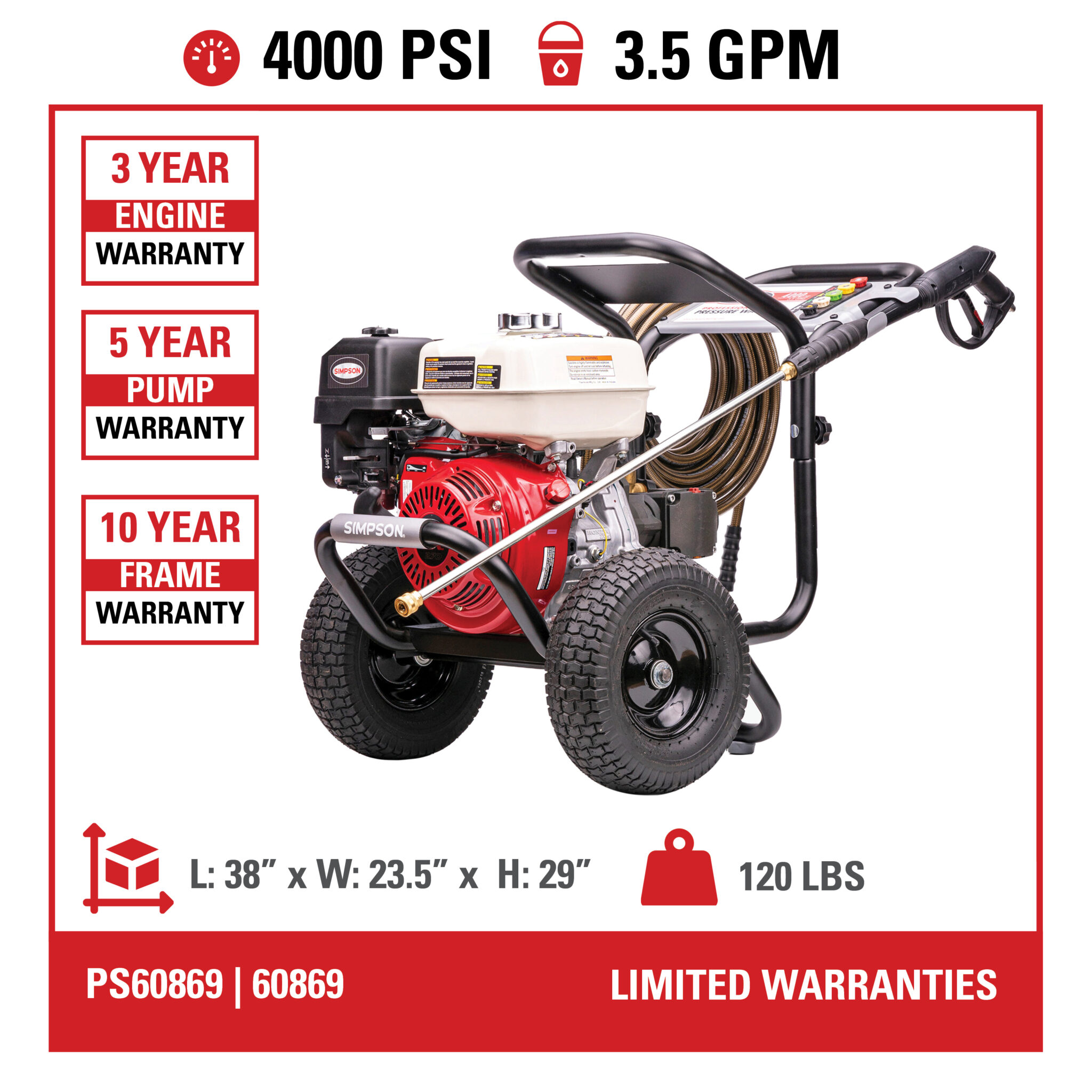 Simpson PowerShot PS60869 4000 PSI at 3.5 GPM- Part#60869