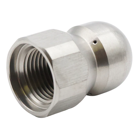 S.S. Sewer Nozzle 3/8 FPT #5.5 (.8mm orifices)