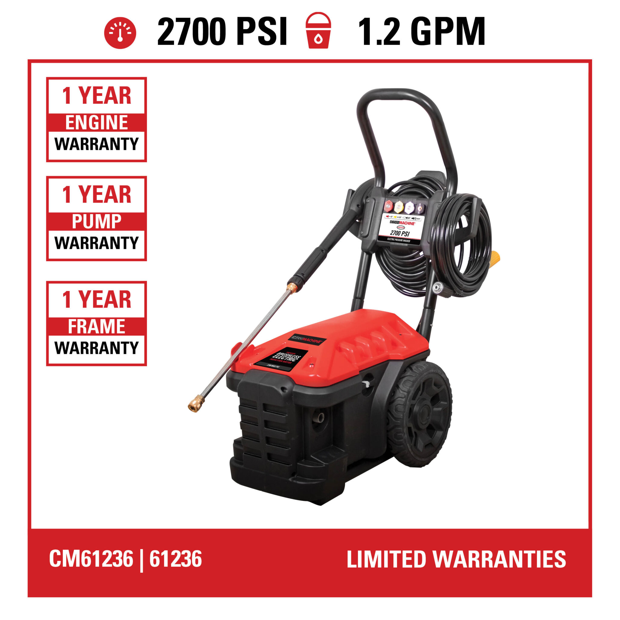 Clean Machine CM61236 2700 PSI at 1.2 GPM 120V