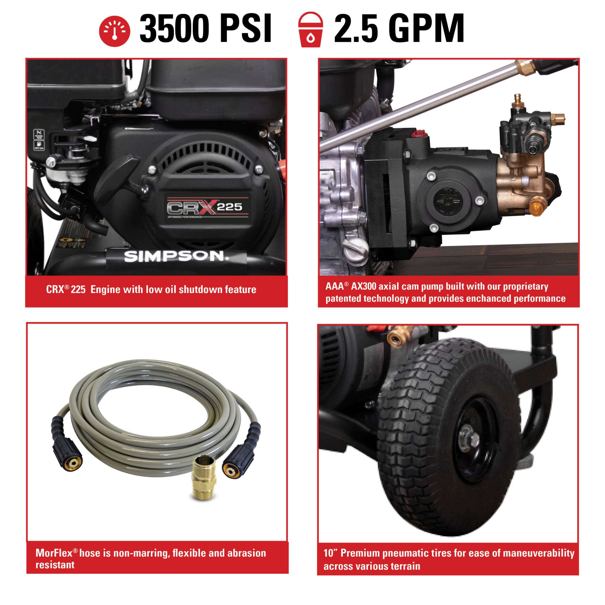 Pro Series Cold Water Power Washer PS61251 49-State 3500 PSI at 2.5 GPM - Part#61251
